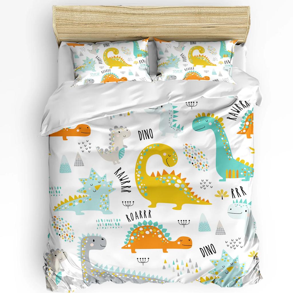 Cartoon Dinosaur Duvet Cover with Pillow Case Custom 3pcs Bedding Set Quilt Cover Double Bed Home Textile