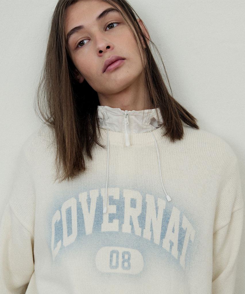 COVERNAT Spray Arch Logo Crewneck Knit Ivory