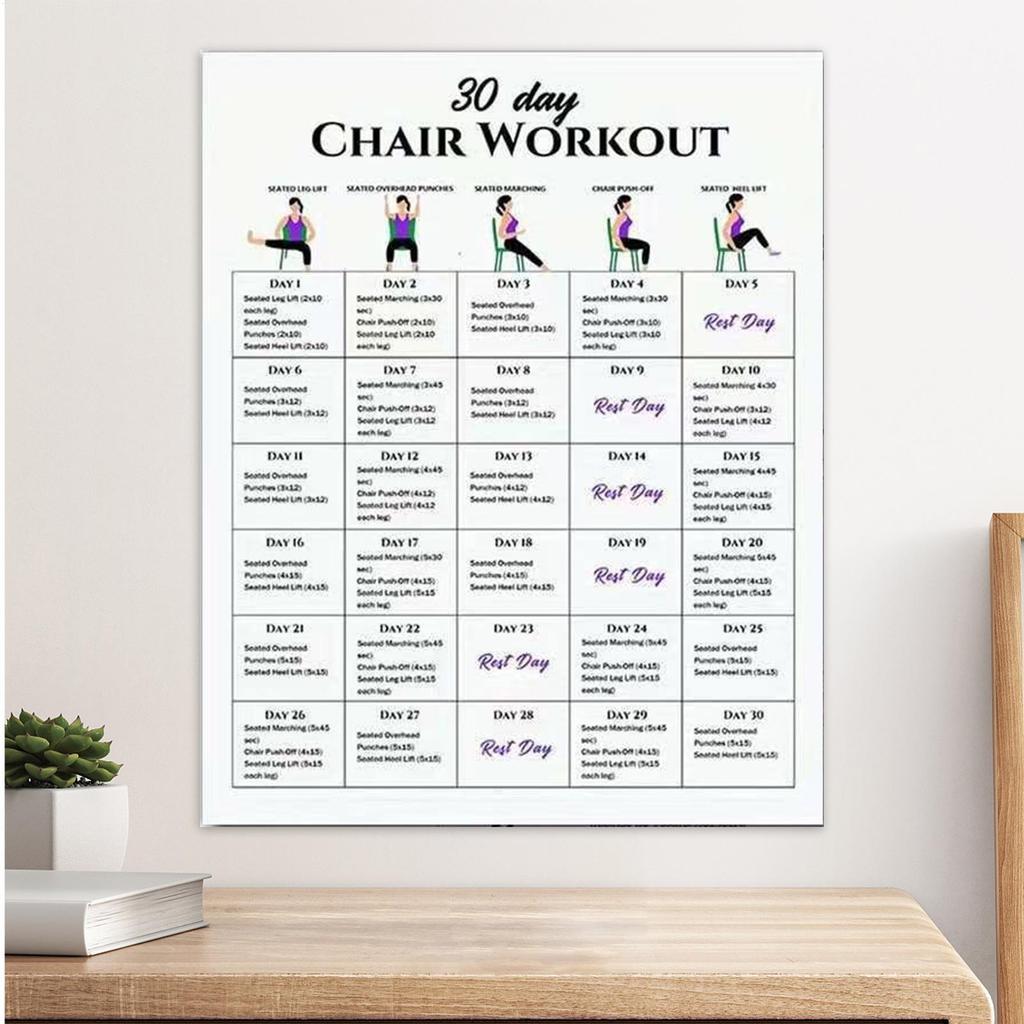 Chair Exercises For Seniors 30-Day 6 Pieces Fitness Cards Chair Yoga Book For Travel Morning Working Family Friends Sports