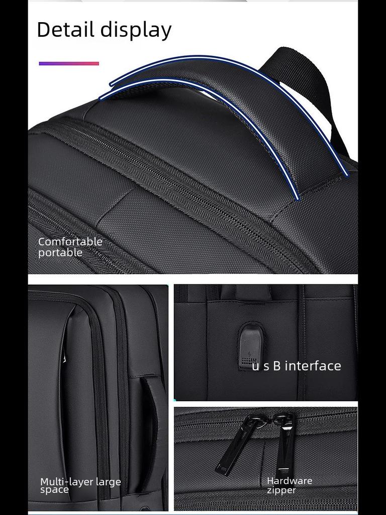 Мужской водонепроницаемый деловой рюкзак большой вместимости — высококачественная расширяемая дорожная сумка для ноутбуков 17,3 дюйма