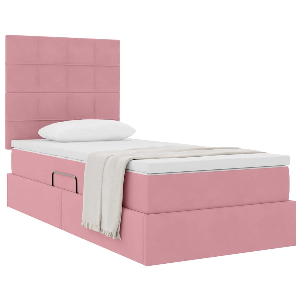 Storage Bed with Mattress Pink 90 x 190 cm Velvet