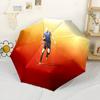 Football Player Action Compact Travel Automatic Umbrella Compact 8-Rib Lightweight Compact Design All-Season Travel Stylish Accessory