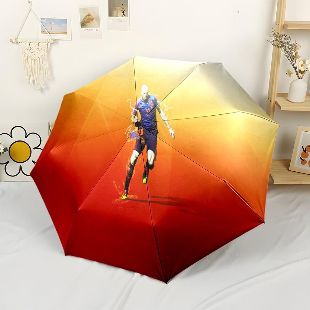 Football Player Action Compact Travel Automatic Umbrella Compact 8-Rib Lightweight Compact Design All-Season Travel Stylish Accessory