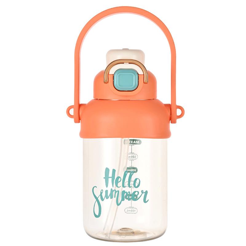 Спортивная бутылка большой емкости с портативной ручкой для занятий спортом на открытом воздухе, ПК, пластиковая чашка для воды, красивая чашка для фитнеса для мужчин и женщин с соломинкой