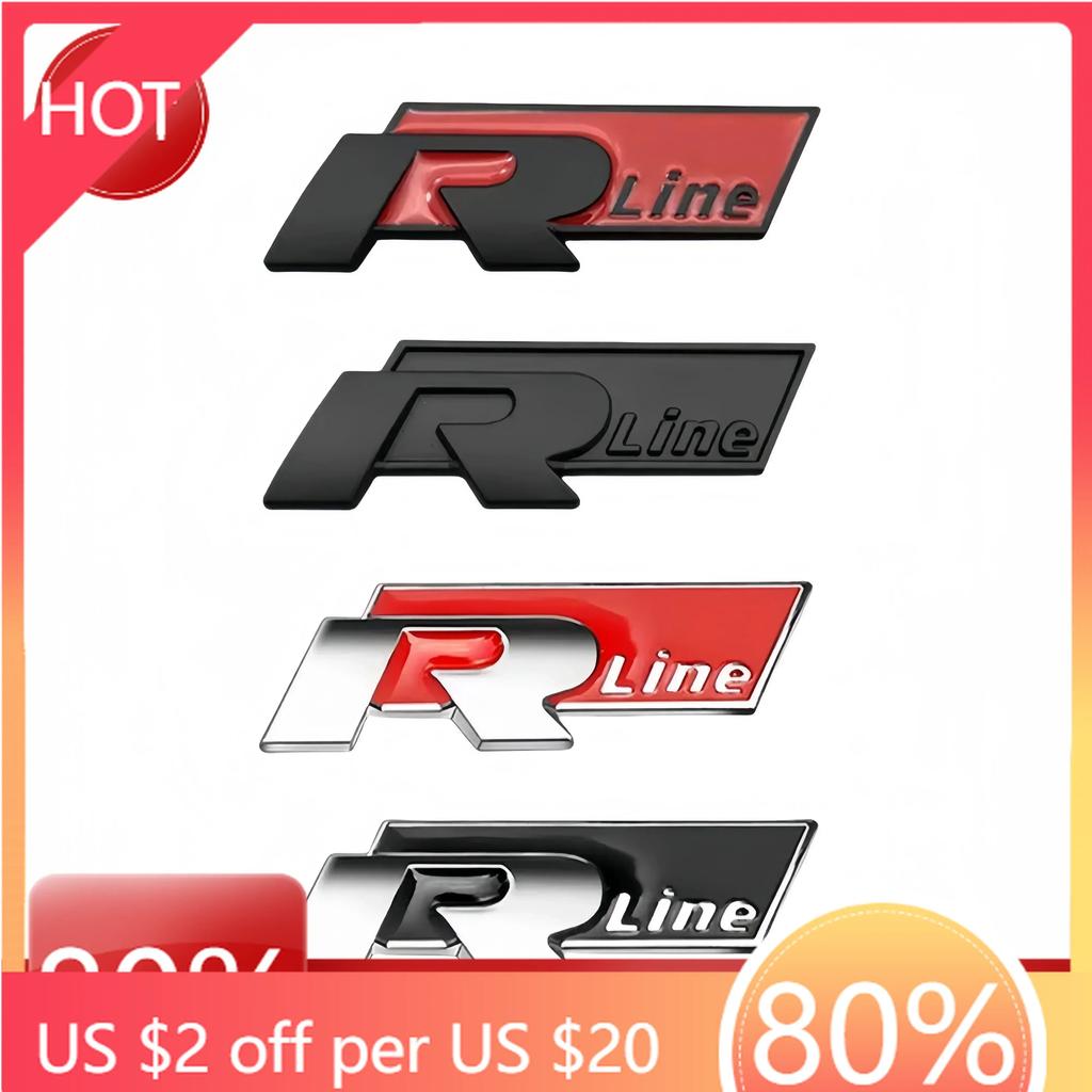 For VW New 1Pcs Metal Car Side Body Trunk Rline R Emblem Sticker For Volkswagen VW Golf 4 5 6 7 Bora MK7 Beetle Touran Tiguan GT MU2