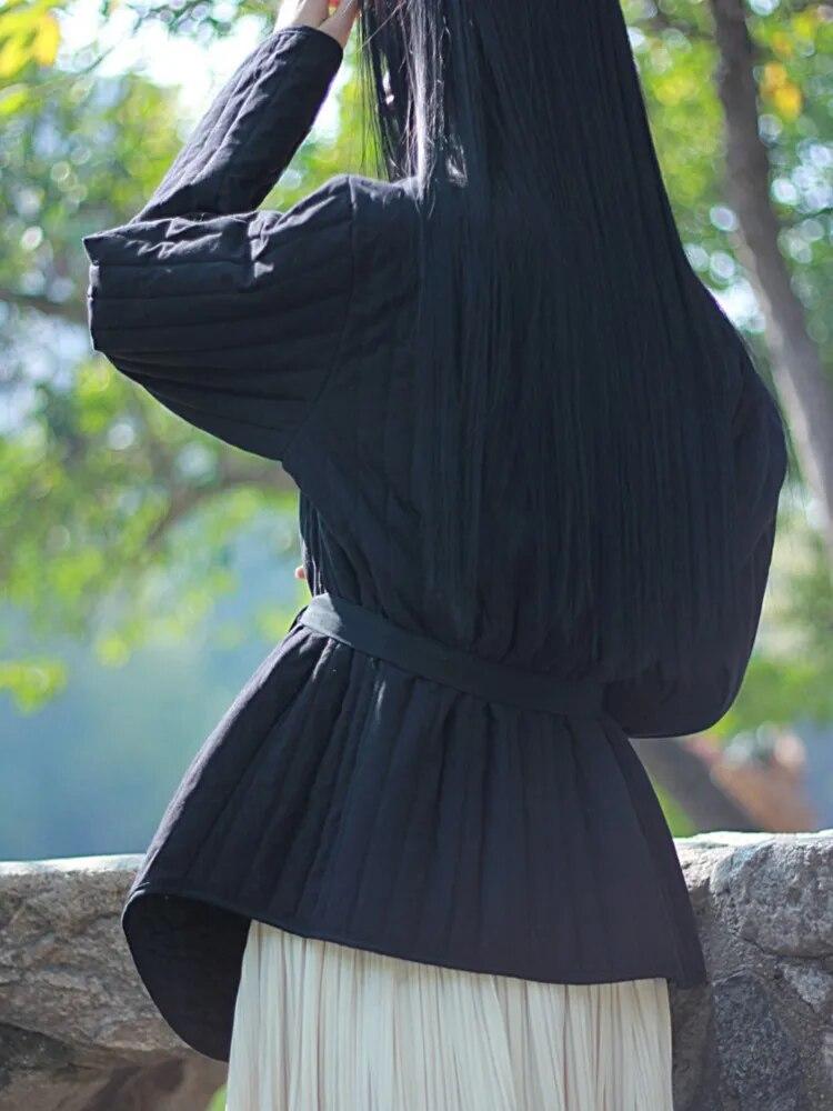 Johnature Женские хлопковые парки в китайском стиле, зимние пальто с длинными рукавами, однотонные женские винтажные парки