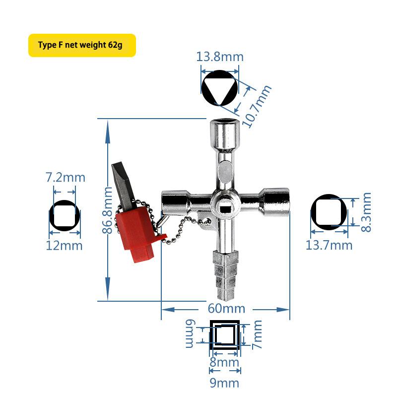 Электрический шкаф Автомобильный лифт Крестовой ключ Ключ для клапана счетчика воды Внутренний треугольный ключ Многоцелевой портативный инструмент