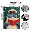 Pearl and Diamond Painting Art Kit DIY Gemstone Beading Craft Kit Reading Whale Captain Home Wall Decoration