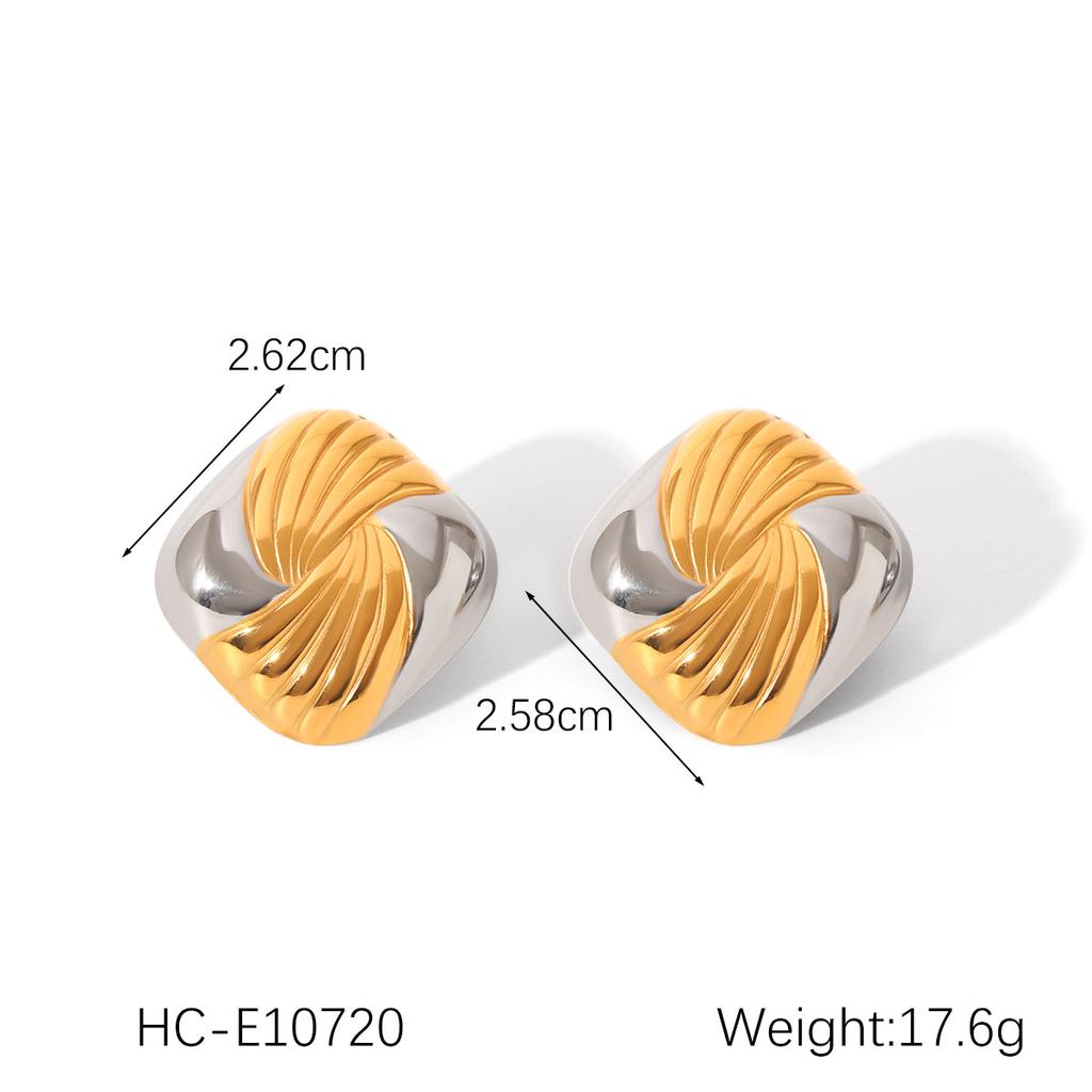 Женские серьги из нержавеющей стали с блочной расцветкой в золотом и серебряном цветах, гладкая геометрическая текстура, солнечная пентаграмма, европейский и американский дизайн, ювелирный подарок