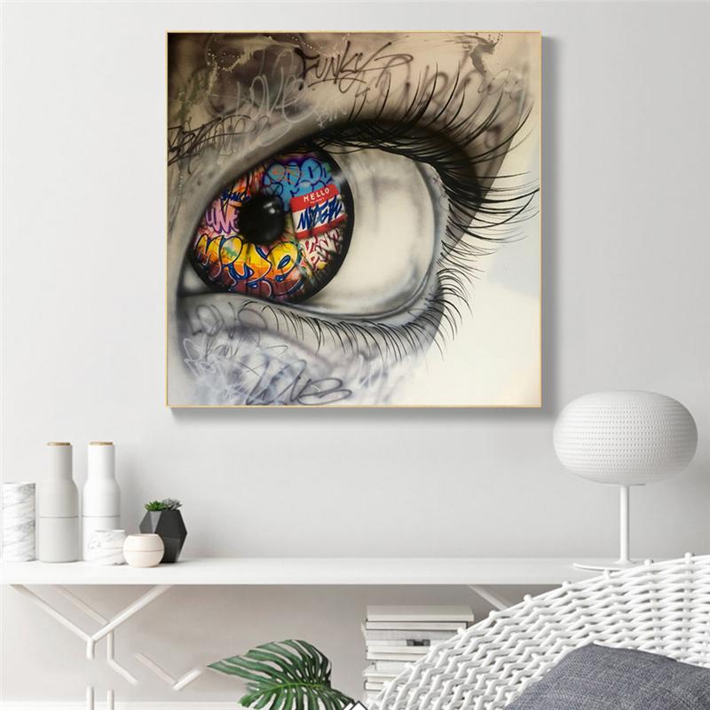 Modern Abstract Graffiti Eye Street Art Picture On Canvas Wall Art Prints Fine Poster Painting For Living Room Wall Decoration