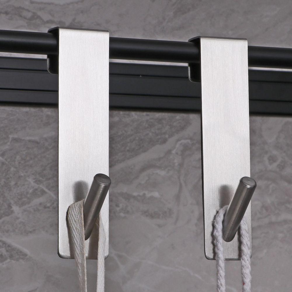 Multi-Purpose Door Hooks Free Punching Frameless Robe Hooks Towel Rack Storage Hanger Shower Hook