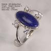 Real Pure 925 Silver Elena Rings for Women Natural Lapis Stone Vampire Diary Fine Jewelry Best Gift