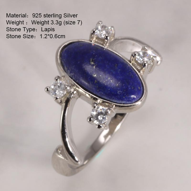 Real Pure 925 Silver Elena Rings for Women Natural Lapis Stone Vampire Diary Fine Jewelry Best Gift