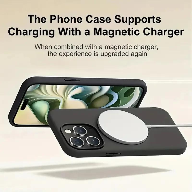 Магнитный противоударный чехол из жидкого силикона для iPhone 17 Air 16 15 14 13 12 11 Pro Max Для Magsafe Беспроводная зарядка Обложка