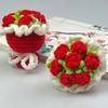 Yousheng Crochet Rose Flower Bouquet Decoration Handmade Knitting Floral Ornament Finished Hand Woven Flower Table Centerpiece