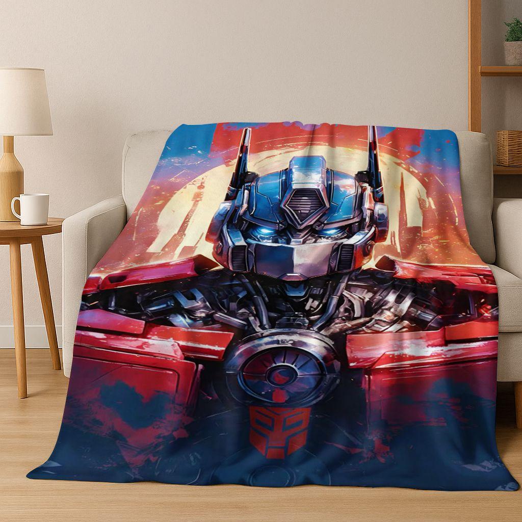 Cartoon T-Transformers Autobots Optimus Prime Flannel Blanket,Warm and Cozy Soft Throw Blanket for Home Bedroom Bed Sofa Cover
