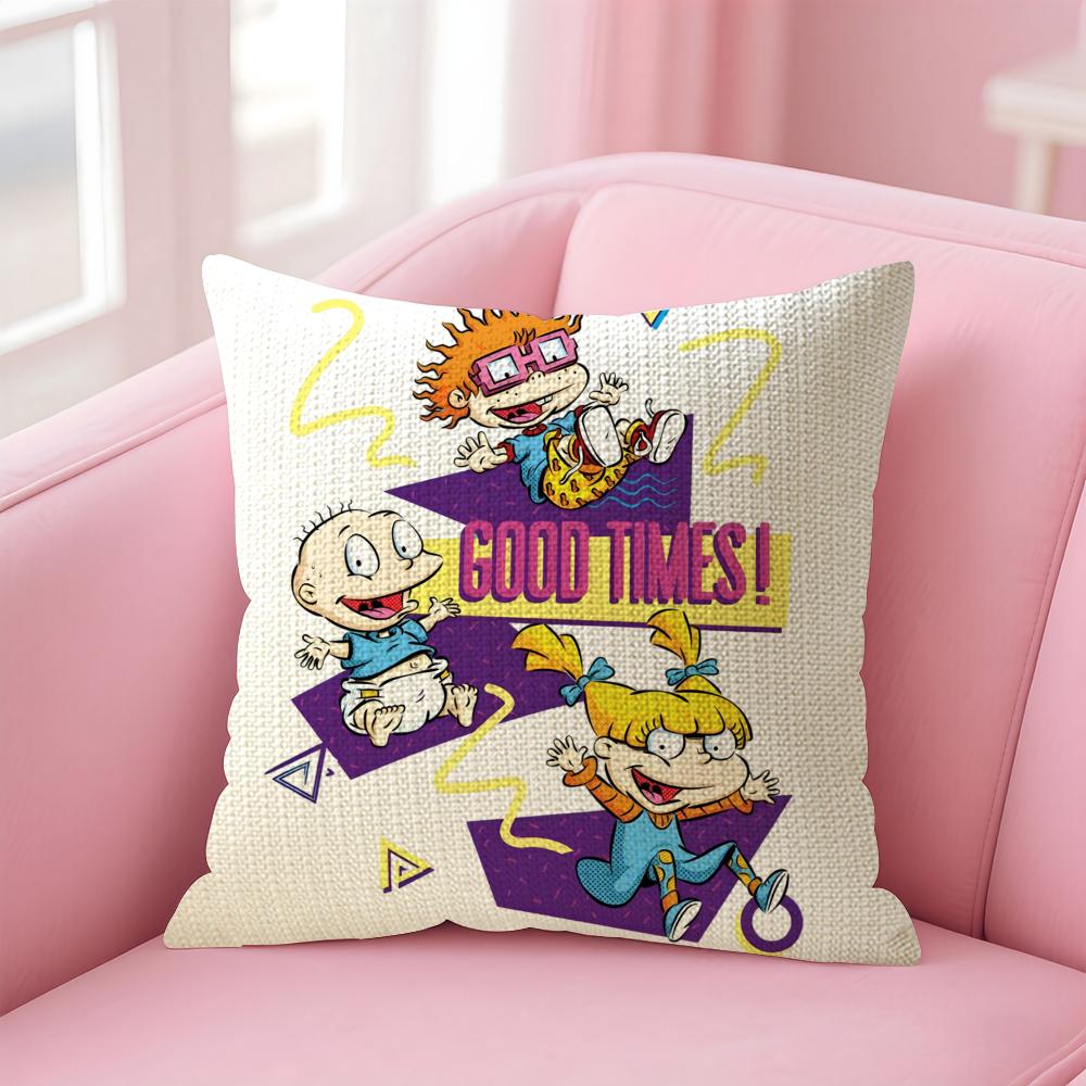 Мультяшная Наволочка с Рисунком 'Rugrats' из Натурального Льна Двусторонняя Печать Декоративная Наволочка для Дивана Домашний Декор Подарок