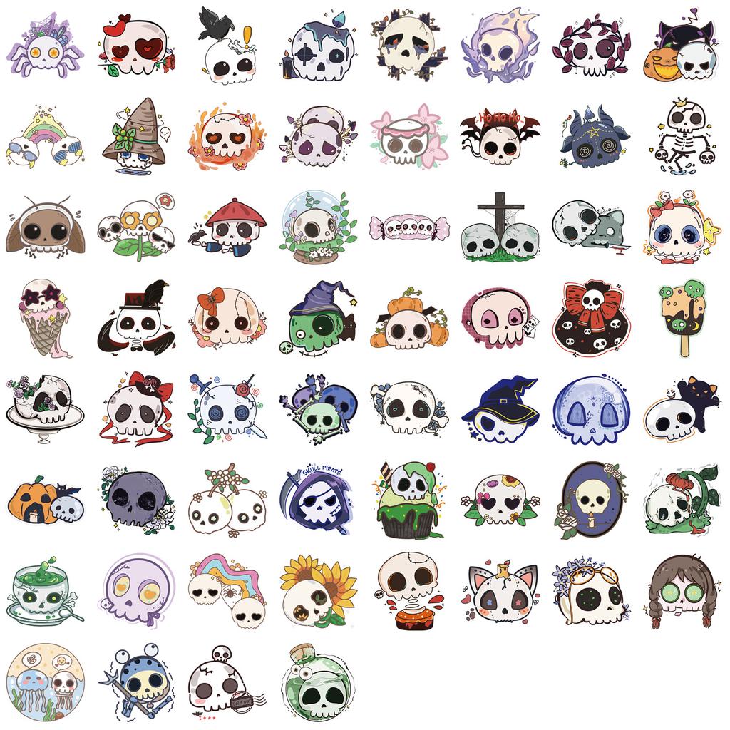60 Groovy Skull Halloween Graffiti Stickers Decorate Guitar Notebook Suitcase DIY