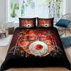 Drum Kit Duvet Cover Set,Hip Hop Bedding Set Queen Size,Rock Music Gold Flame Comforter Cover Musical Instrument Quilt Cover Set