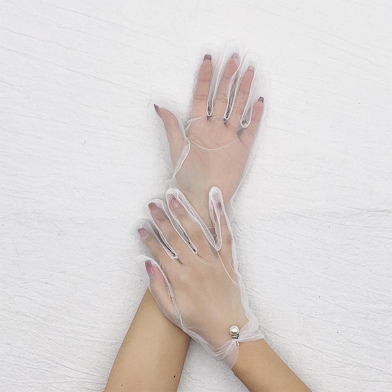 Летние Простые Солнцезащитные Сетчатые Кружевные Тонкие Жемчужные Перчатки Свадебное Платье Вуаль Аксессуары Перчатки