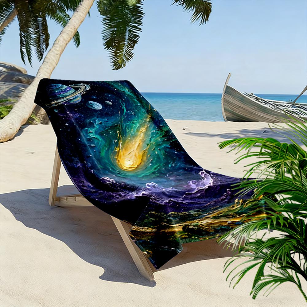 Cosmic Planet Meteor Art Beach towel quick-drying for travel outdoor sports jogging beach and swimming