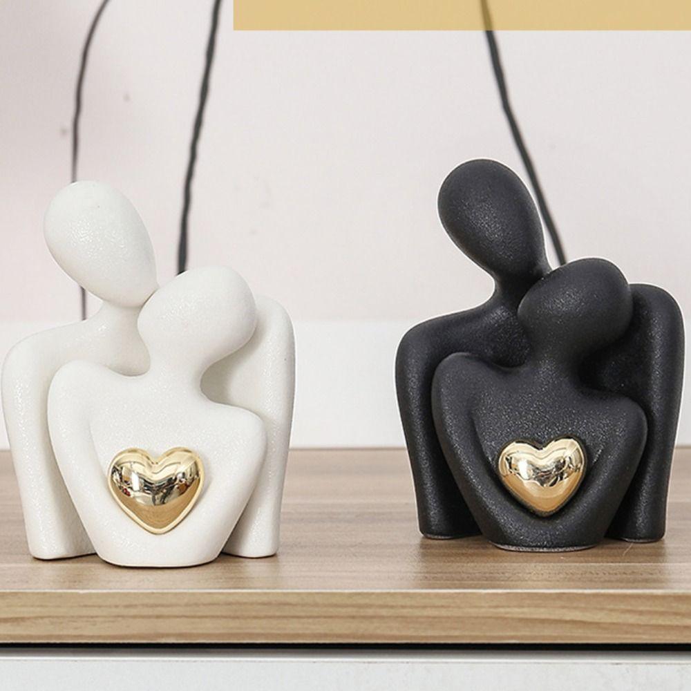 Керамическая статуэтка «Объятия пары», абстрактная миниатюрная фигурка, люди, любовь, скульптура, гостиная