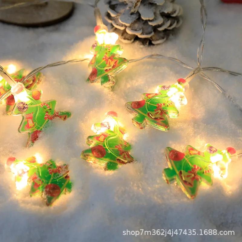 2025 Новый светодиодный рождественский декоративный светильник, гирлянда, снеговик, рождественская елка, Санта-Клаус, рождественская атмосфера, украшения, огни