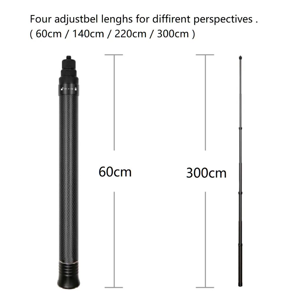290cm 3m 150cm Carbon Fiber Invisible Extended Edition Selfie Stick For Insta360 X4 X3 ONE RS Accessories For GoPro Insta 360