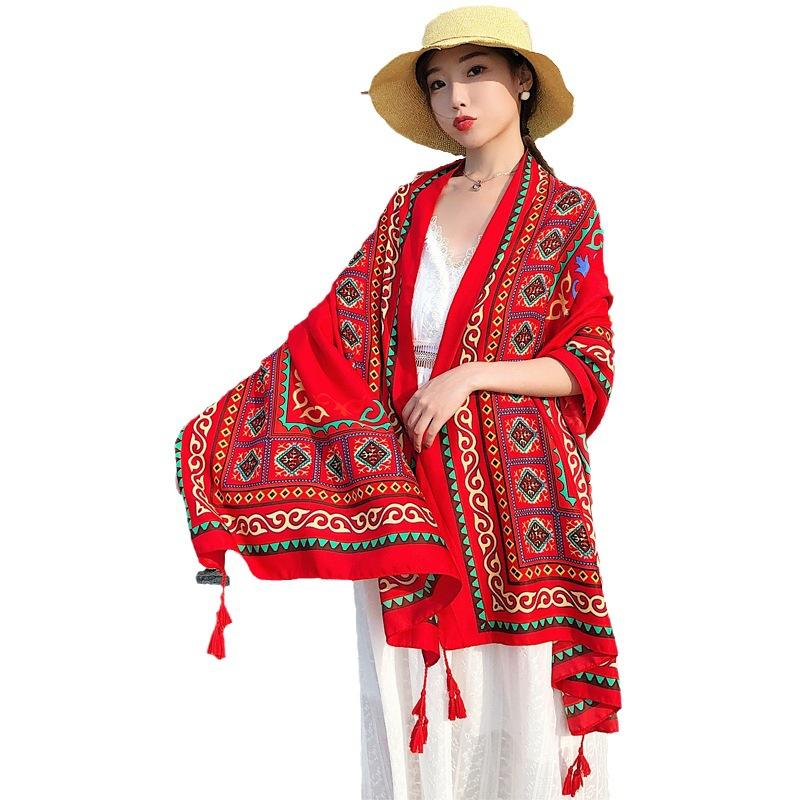 New tassel scarf Yunnan Dali tourism ethnic style shawl women's fashion versatile seaside beach towel