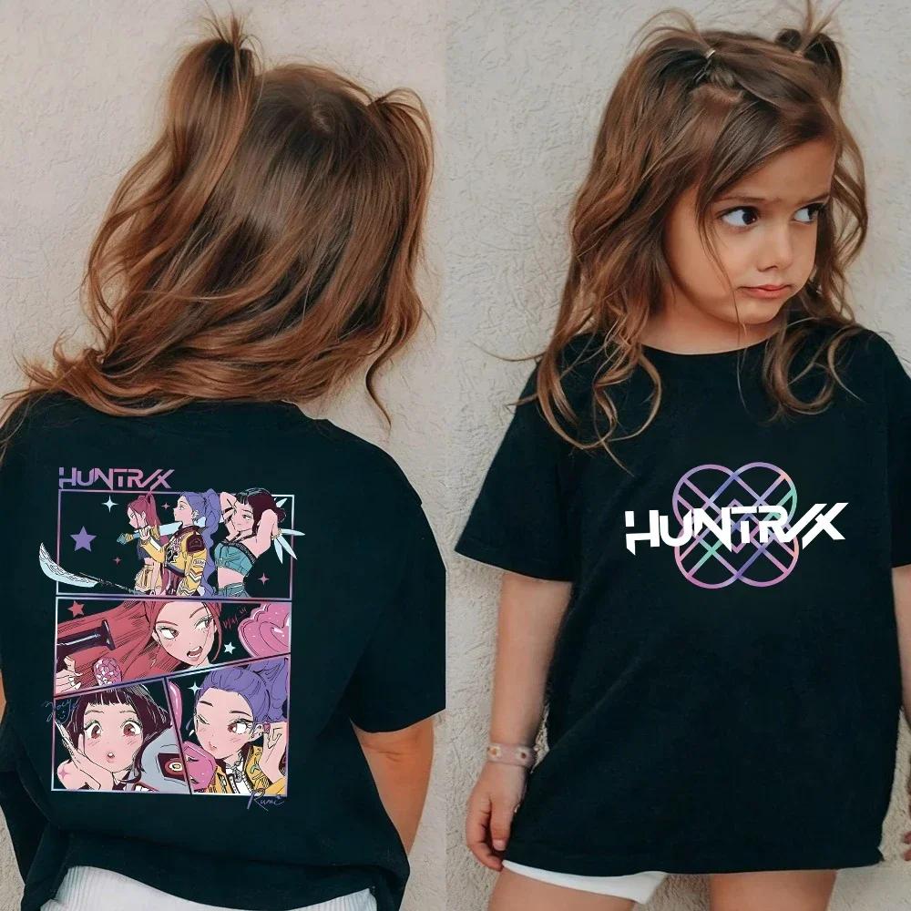 Детская футболка Kpop Охотники на демонов с коротким рукавом Saja Мальчики Kdis Футболка Милые Kpop Охотники на демонов Harajuku Футболка для мальчиков и девочек