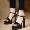 New Summer High-heeled Patent Leather Sandals for Women In 2025, Fashionable and Versatile European and American Women's Sandals