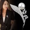 Brooch Pearl Jewelry Diamond Leaf Corsage Women'S Blazer Accessory Pin