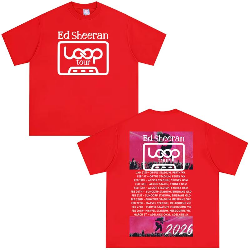 Ed Sheeran Loop Tour 2026 Graphic T Shirts Unisex Unisex Aesthetic Tshirt Summer Casual Cotton Harajuku Streetwear Tshirts