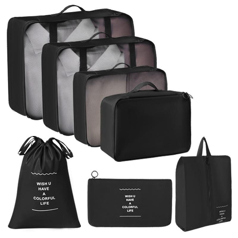 Travel Storage Bag Set - 7-Piece Multi-functional Compartment Bags for Clothes & Cosmetics