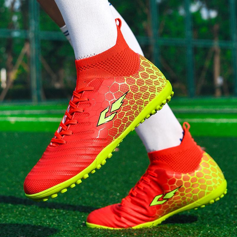 Men's Soccer Shoes TF Non-Slip Turf Soccer Cleats Train Shoes High Quality Comfortable Sneakers Fashion High Top Football Boots