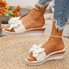 Fashion Bowknot Wedge Slippers for Women 2025 Summer White Platform Beach Sandals Woman Lightweight Comfortable Casual Slippers