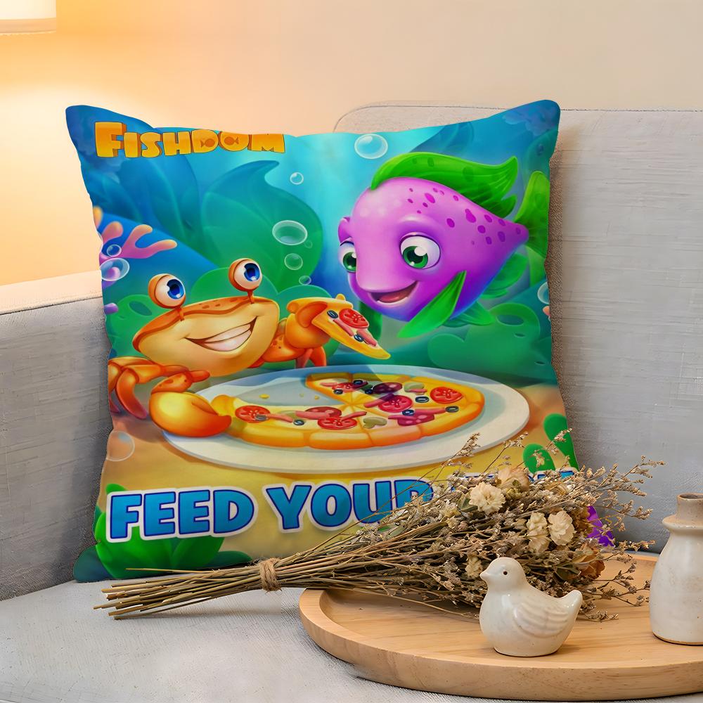 Cushion Cover Linen SkinFriendly Soft Decorative Case For Sofa Home Decor Hot Anime Fun FFishdom Pillow cover
