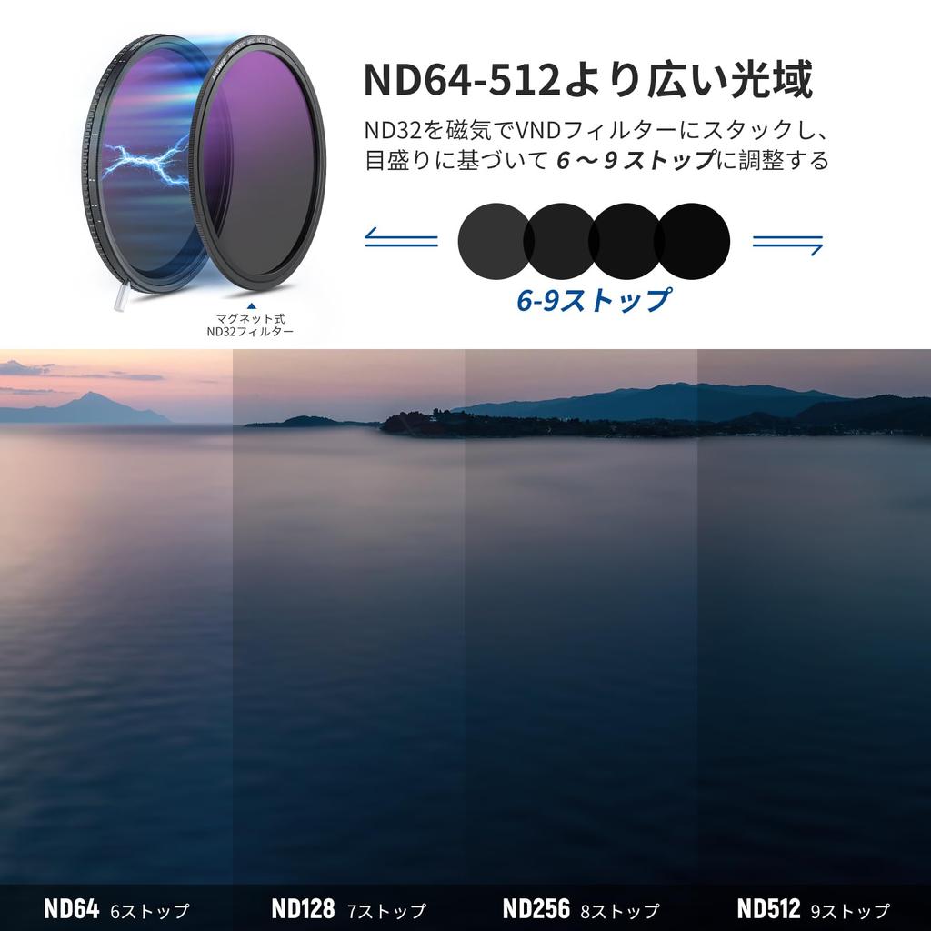 NEEWER 67mm True Color Variable Filter Neutral Density Filter VND Filter and Magnetic ND32 Lens Filter No Color Vignetting ND2-512 (1-9 Stops)