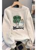 Women's 300g Chinese Cotton Sweatshirt, Cartoon Print, Korean-Style, Loose Fit, Versatile Casual Top for Spring and Autumn