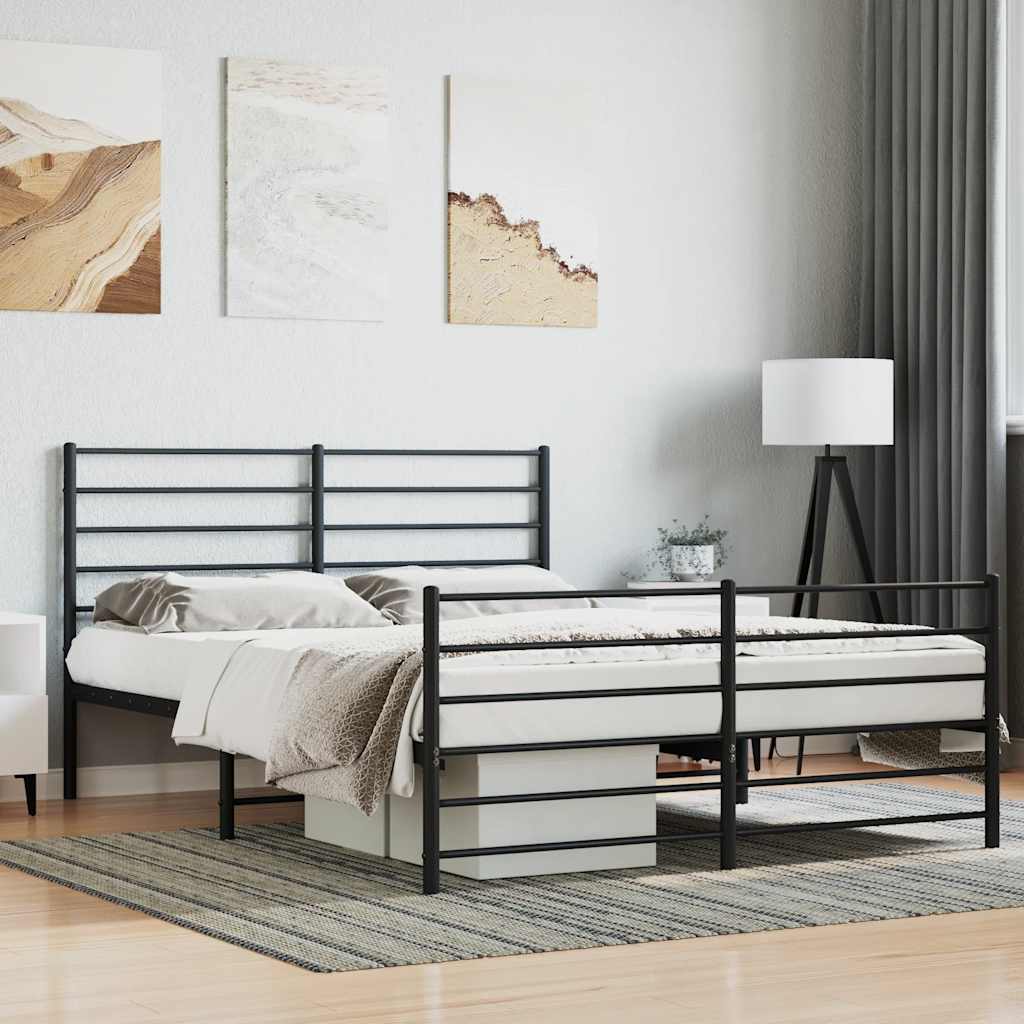 Metal Bed Frame without Mattress Black 160x200 cm