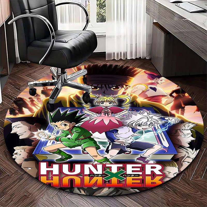 1 шт. Ковер Круглый с Дизайном из Аниме Hunter x Hunter, Коврик под Офисное Кресло, Нескользящий Ковер для Домашнего Декора, Гостиной, Спальни