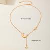 Gold Silver Star Moon Pendant Necklace For Women Simple Metal Long Tassel Cross Chain Necklace Jewelry