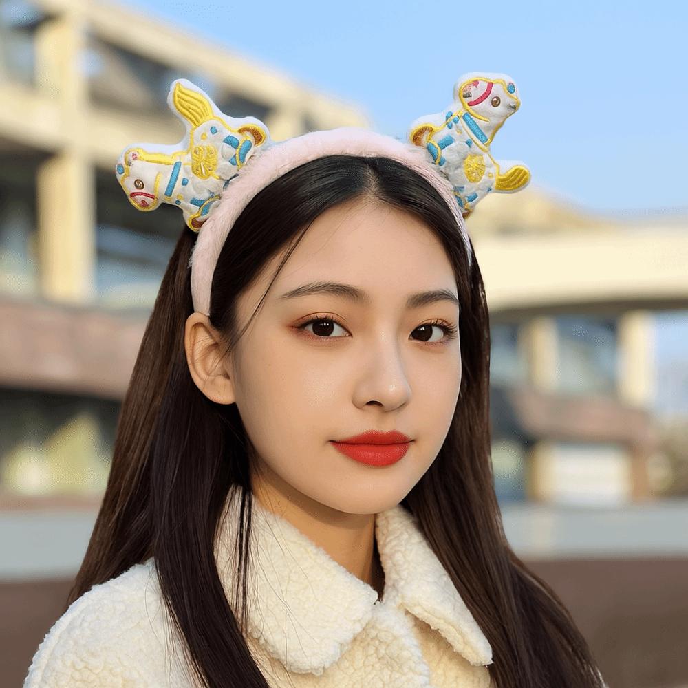 Pony Horse Hair Hoop Mascot New Year Headpiece Cute New Year Headband  New Year Dress Up