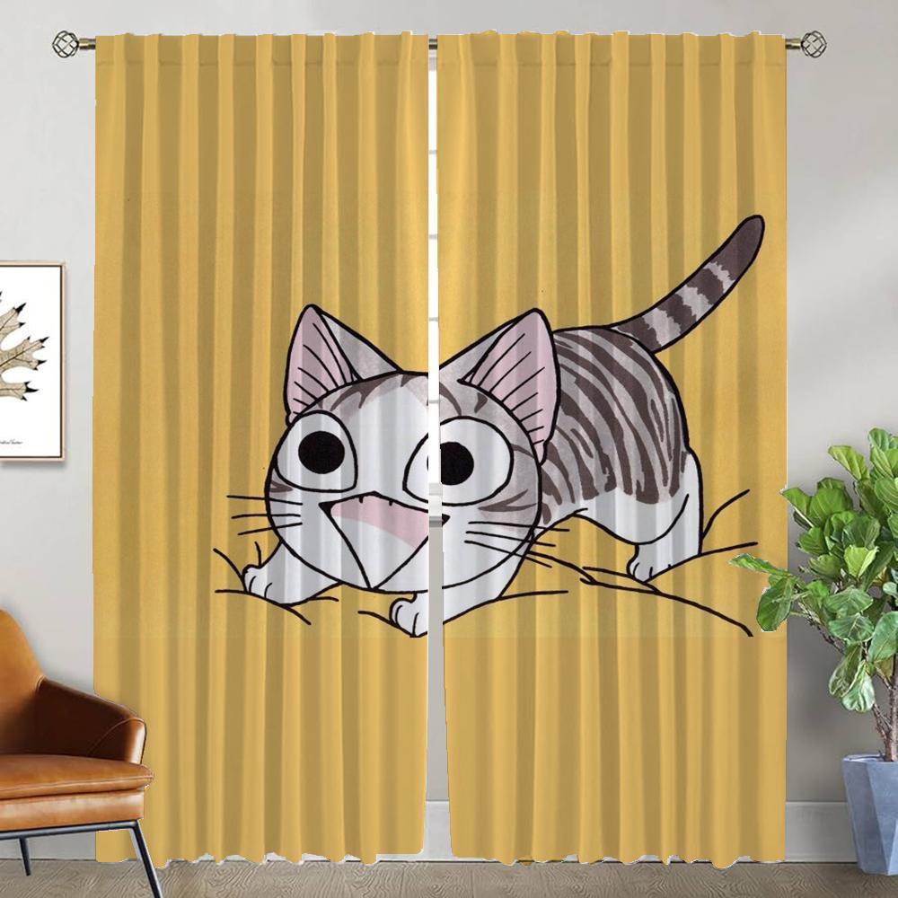 Chis Sweet Home Shades Home Interior Curtains for Living Room Tulle for Bedroom Blackout Curtain Partition Halloween Decoration