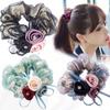 Hair Rope Pearl New Headwear Flower Mesh Scrunchies Women Hair Ties Double Layer Hair Rubber Bands