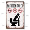 Funny Toilet Vintage Metal Poster Bathroom Rules Retro Tin Sign Bathroom Toilet Wall Art Decoration Plaque for Modern Home Decor