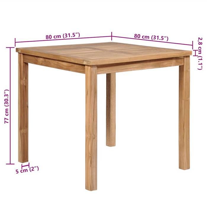 VidaXL Garden Table 80x80x77 Cm Solid Teak Wood 44996