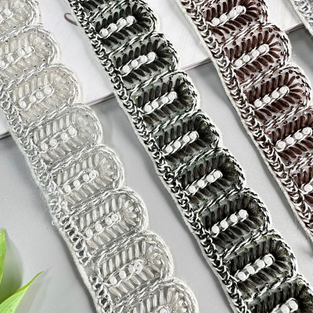 4,5 см Вышивка бисером Прядь Штрих-код Пояс для одежды Платье Домашние аксессуары для окон Кружевные аксессуары