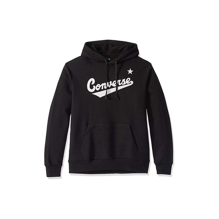 Converse Толстовки Мужские Черные С Капюшоном Умеренная Обычная 10019004-A01