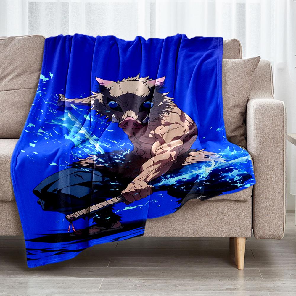 Demon Slayer Theme Printed Blanket - Perfect for Couch, Bed, Travel & Outdoor Use | Machine Washable, Cozy & Durable.